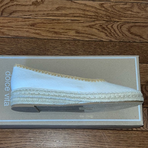 Dolce Vita Morgan Platform Flats Ivory Canvas Women’s 8 Wraparound Ankle Strap - Picture 5 of 14